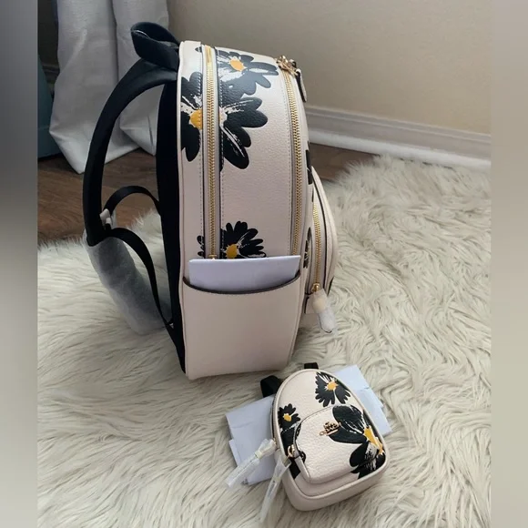 Coach Court Backpack and Mini Keychain Set Flower Print - Picture 12 of 15